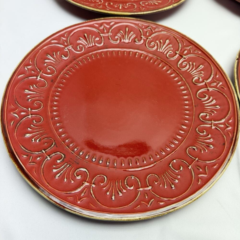 Majoliche Jessica Italy Red Platter Replacement Ceramic Scroll Dinner Plate 11"